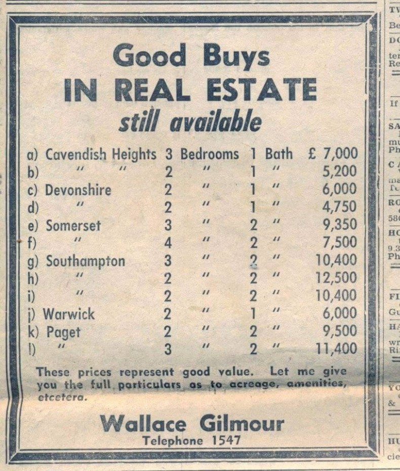 MERCY! Check these Bermuda House Prices from de 1950's!